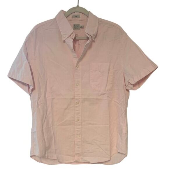 NWOT J.Crew Slim Short Sleeve Broken In Organic Oxford Shirt In Pink Size Large - Picture 2 of 5